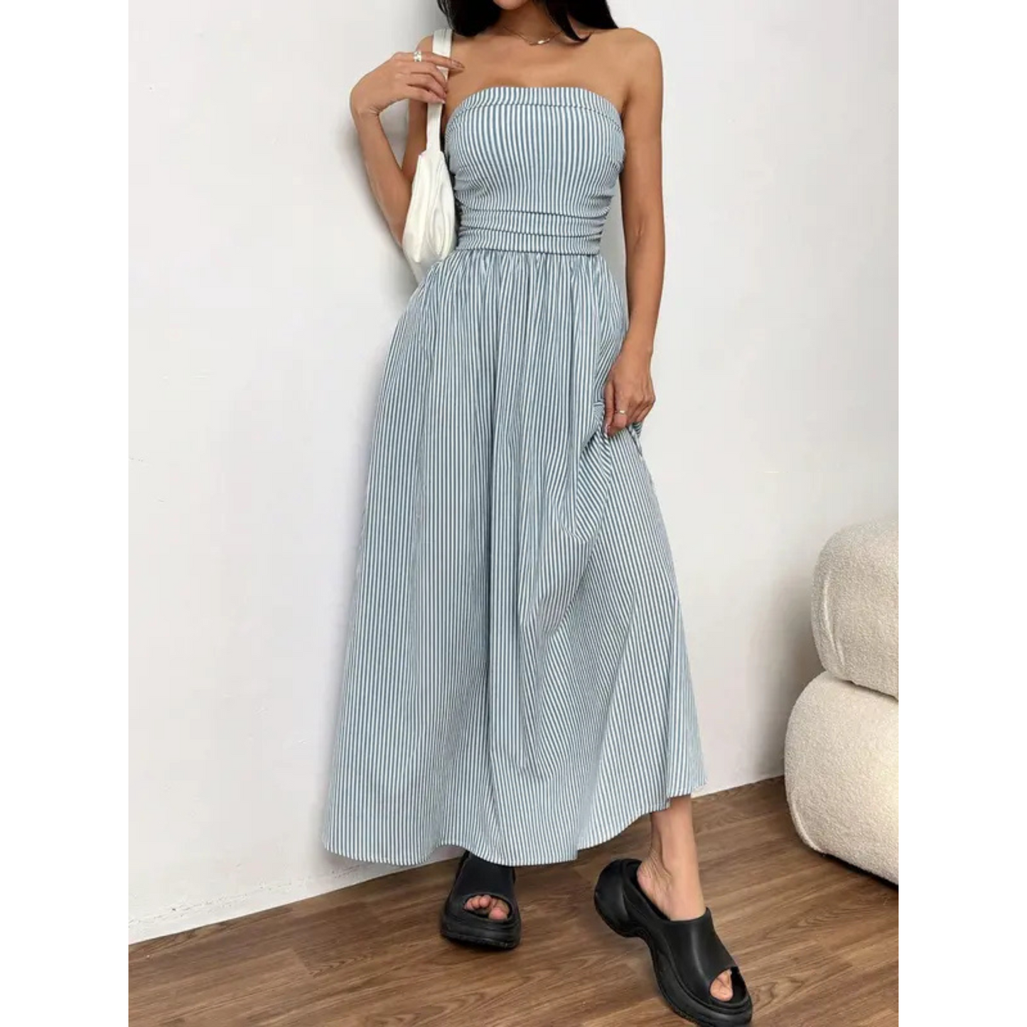 TRELLY™ – Classic Striped Summer Tube Maxi Dress