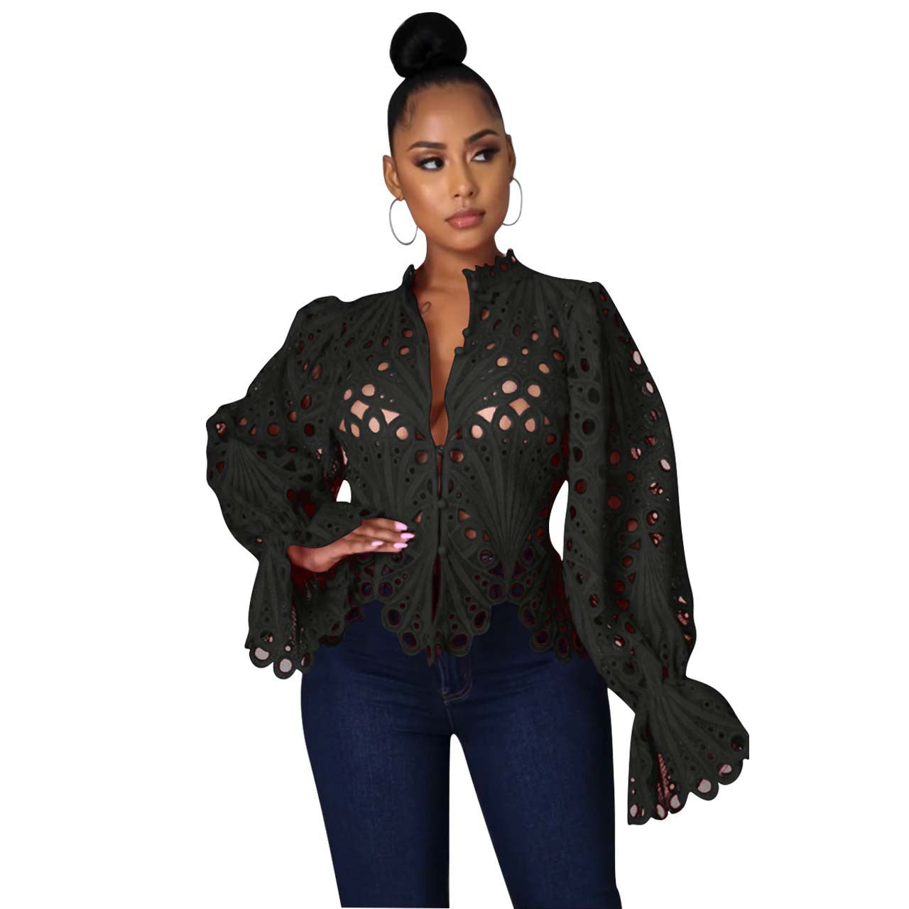 ISALI™ - Chic Asymmetrical Flounce Sleeve Blouse
